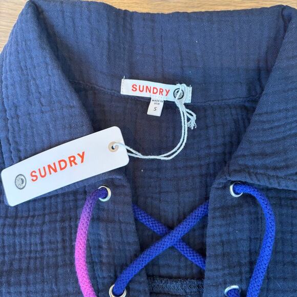 NWT Anthropologie Sundry Cotton Gauze Long Sleeve Mini Dress - Picture 2 of 7